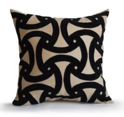 Black Pillow Covers, Gray Pillow, Velvet Cover, Beige Geometric Linen Throw Mother's Day Gift - thumbnail 1