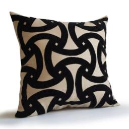Black Pillow Covers, Gray Pillow, Velvet Cover, Beige Geometric Linen Throw Mother's Day Gift - thumbnail 2