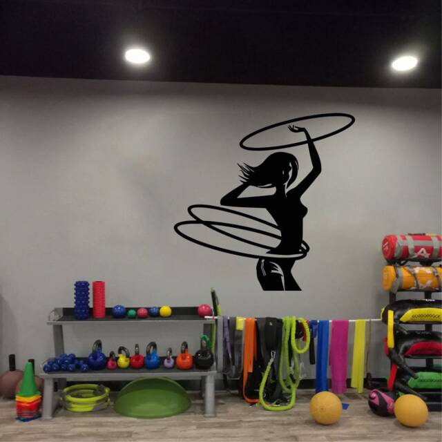 Hula Hoop Girl Fitness Wall Decal Gym Workout Decor T741 - image 1