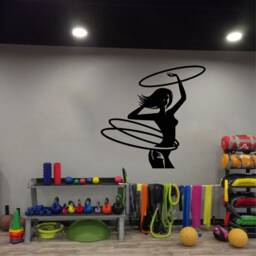Hula Hoop Girl Fitness Wall Decal Gym Workout Decor T741 - thumbnail 1
