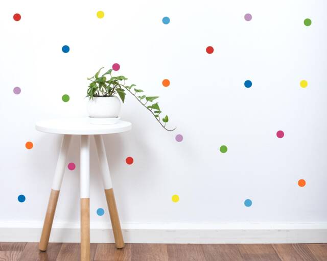 Rainbow Polka Dots - Vinyl Wall Decals Colorful Confetti Spots Round Circles Stickers Size Options Baby Nursery Boys Girls Kids Room - image 1