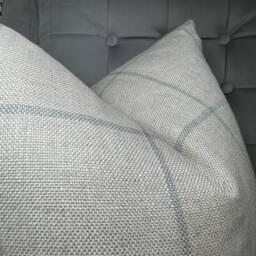 Highland Tartan Check Cushion Cover, - Pillow Double Sided, Modern Countryside Home Decor , Natural Duck Egg - thumbnail 3