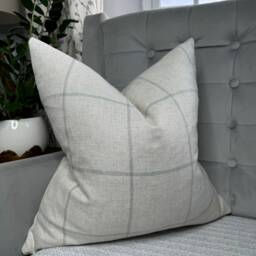 Highland Tartan Check Cushion Cover, - Pillow Double Sided, Modern Countryside Home Decor , Natural Duck Egg - thumbnail 1