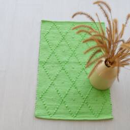 Mini Handwoven Green Rug, Bathroom Mat, Shower Entry Bedside Kitchen Gift For Her, Portuguese Gr??ner Teppich - thumbnail 3