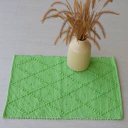 Mini Handwoven Green Rug, Bathroom Mat, Shower Entry Bedside Kitchen Gift For Her, Portuguese Gr??ner Teppich - thumbnail 4