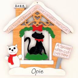 Personalized Spoiled Cat Christmas Ornament-Wood, Hand Painted, Laser Cut - thumbnail 3