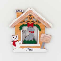 Personalized Spoiled Cat Christmas Ornament-Wood, Hand Painted, Laser Cut - thumbnail 1