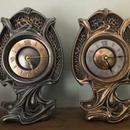 Art Nouveau Mantle Clock, Polished Bronze Finish - thumbnail 4