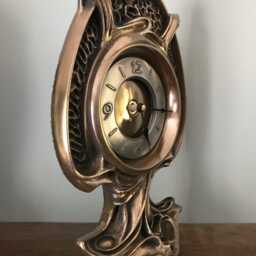 Art Nouveau Mantle Clock, Polished Bronze Finish - thumbnail 3