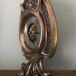 Art Nouveau Mantle Clock, Polished Bronze Finish - thumbnail 2