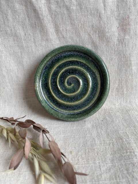Mini Green Soap Dish, Ceramic Bathroom Tray, Handmade Kitchen Pottery, Household Holder, Thrown Textured Dishes - image 1