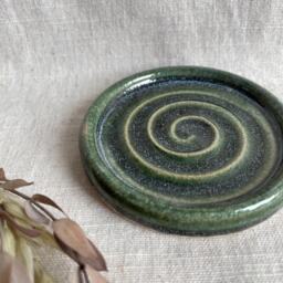 Mini Green Soap Dish, Ceramic Bathroom Tray, Handmade Kitchen Pottery, Household Holder, Thrown Textured Dishes - thumbnail 3