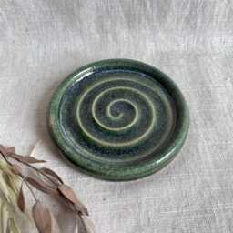 Mini Green Soap Dish, Ceramic Bathroom Tray, Handmade Kitchen Pottery, Household Holder, Thrown Textured Dishes - thumbnail 2
