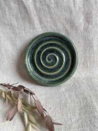 Mini Green Soap Dish, Ceramic Bathroom Tray, Handmade Kitchen Pottery, Household Holder, Thrown Textured Dishes