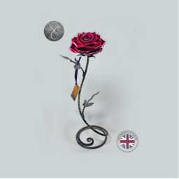 Handmade Rose Anniversary Metal Flower Sculpture Handcrafted Free Standing Ornament Mothers Day Gift Love Romantic Valentines Decor - thumbnail 1