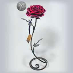 Handmade Rose Anniversary Metal Flower Sculpture Handcrafted Free Standing Ornament Mothers Day Gift Love Romantic Valentines Decor - thumbnail 2