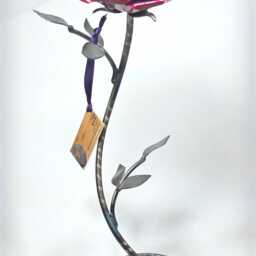 Handmade Rose Anniversary Metal Flower Sculpture Handcrafted Free Standing Ornament Mothers Day Gift Love Romantic Valentines Decor - thumbnail 4