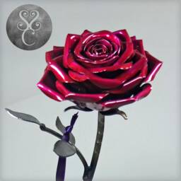 Handmade Rose Anniversary Metal Flower Sculpture Handcrafted Free Standing Ornament Mothers Day Gift Love Romantic Valentines Decor - thumbnail 3