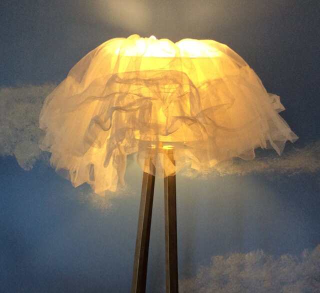 Ethereal Handmade White Poofy Ballerina Cloud Raw Tutu Lampshade Cover - image 1