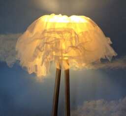 Ethereal Handmade White Poofy Ballerina Cloud Raw Tutu Lampshade Cover - thumbnail 1