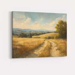 Golden Harvest Path Rolling Hills Scenic Landscape Canvas Wall Art Print Decor Picture Ready To Hang - thumbnail 4