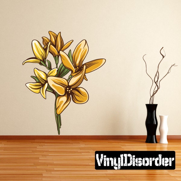Floral Flower Wall Decal - Fabric Vinyl Removable & Reusable Floralfloweruscolor114Et