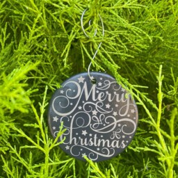 Slate Christmas Ornament, Merry Star Decoration, Twine Hanging - thumbnail 2