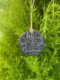 Slate Christmas Ornament, Merry Star Decoration, Twine Hanging - thumbnail 1