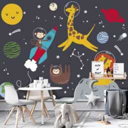 Large Galaxy Wall Mural For Kids Room, Solar System, Happy Planets, Toddler Space Decor - thumbnail 2