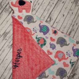 Elephant Lovey, Blanket, Minky Blanket, Lovey Personalized Baby New Gift - thumbnail 2
