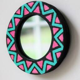 Round Unique Contemporary Mirror /Wall Art, Circle Wall Mirror, Gallery Wall, Artistic Home Decor, Modern Mirror, Colourful Sculpture - thumbnail 3