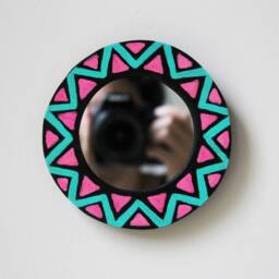 Round Unique Contemporary Mirror /Wall Art, Circle Wall Mirror, Gallery Wall, Artistic Home Decor, Modern Mirror, Colourful Sculpture - thumbnail 2