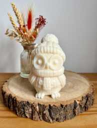 Winter Owl Candle With Hat & Scarf - Hand-Poured Soy Wax - Cute Gift Eco-Friendly & Vegan Cosy Home D??cor - thumbnail 1