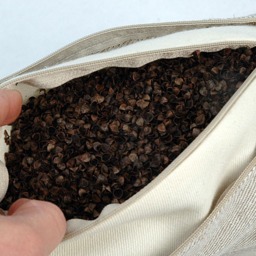 Zero Waste Travel Pillow, Grey Checked Neck Buckwheat Linen Light Pillow - thumbnail 3