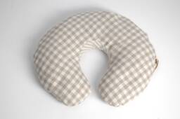 Zero Waste Travel Pillow, Grey Checked Neck Buckwheat Linen Light Pillow