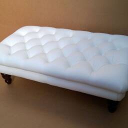 Leather Chesterfield Footstool Deep Buttoned Genuine Leather Coffee Table Footstool. 100 cm X 54 UK Delivery Only - thumbnail 3