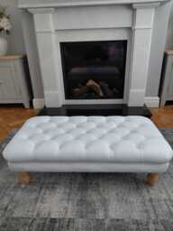 Leather Chesterfield Footstool Deep Buttoned Genuine Leather Coffee Table Footstool. 100 cm X 54 UK Delivery Only