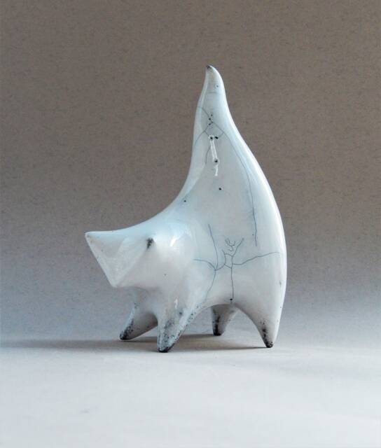 White Cat, Ceramic Sculpture, Raku Ceramics, Gift For Her, Cat Collection, Kitten, Art, Collectibles, Pets, Original Gift, Home Decor - image 1