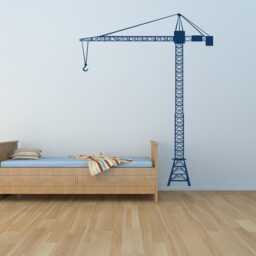 Construction Crane Wall Decal, Tower Silhouette Sticker, Boys Room Decor, Theme Art, Truck Builder Gift - thumbnail 3