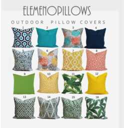 Outdoor Pillow Covers, Orange Yellow Green Covers For 20x20 Pillow, 16x16, 18x18 Pillows, All Sizes - thumbnail 1