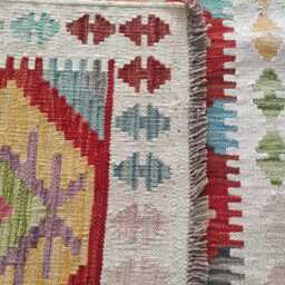 Handmade Afghan Kilim Rug, Multicolour Artisan Turkish Persian Navajo Flatweave, Natural Wool, Tribal Geometric Design 155x100 cm - thumbnail 3