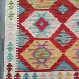 Handmade Afghan Kilim Rug, Multicolour Artisan Turkish Persian Navajo Flatweave, Natural Wool, Tribal Geometric Design 155x100 cm - thumbnail 4