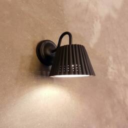 Handmade Black Ceramic Wall Sconce Perforated Texture Bedside Lamp - thumbnail 3