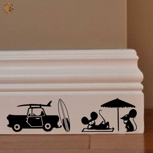 Vehesi Murals Family Topini Surf Car Beach PVC Black Discounted 1 Kit Various Pieces Measures cm 8x30 Wall Sticker Mouse Island - image 1