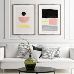 Set Of 2 Prints, Abstract Print Set, Scandinavian Art, Piece Print, Geometric Watercolor Wallart, Colorful Poster, Minimal Art - thumbnail 1