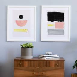 Set Of 2 Prints, Abstract Print Set, Scandinavian Art, Piece Print, Geometric Watercolor Wallart, Colorful Poster, Minimal Art - thumbnail 3
