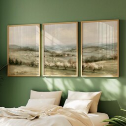Orchard Landscape Trio, Neutral Countryside Wall Art Set - thumbnail 2