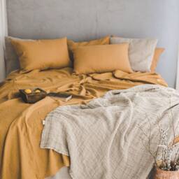 Waffle Linen Throw Blanket, Heavyweight Waffle Bed Throw, Weave Softened Summer Blanket - thumbnail 2