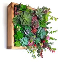 Faux Succulent 3D Wall Art Rustic Wood Framed Botanical Decor For Home Or Business - thumbnail 3