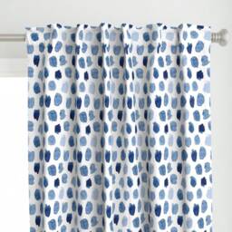 Indigo Dots Curtain Panel - Watercolor Spots Paint Droplets Shades Of Blue Custom in By Dinamae - thumbnail 1